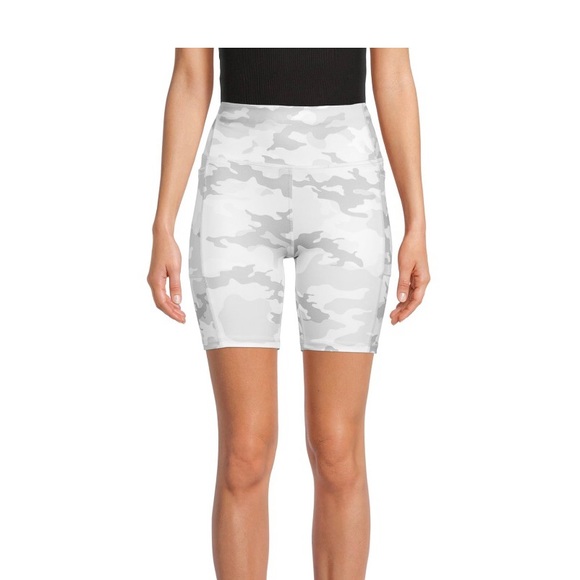 ATHLETIC WORKS Biker Shorts Size Medium 8-10 Womens Camouflage Pull On Grays New - Picture 1 of 10